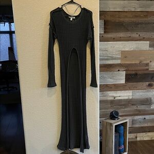 Urban Outfitters Black Ribbed Long Sleeve Dress